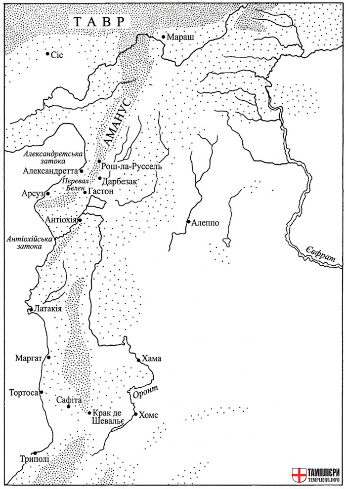 Карта стратегічного розташування Гастона та сусідніх замків